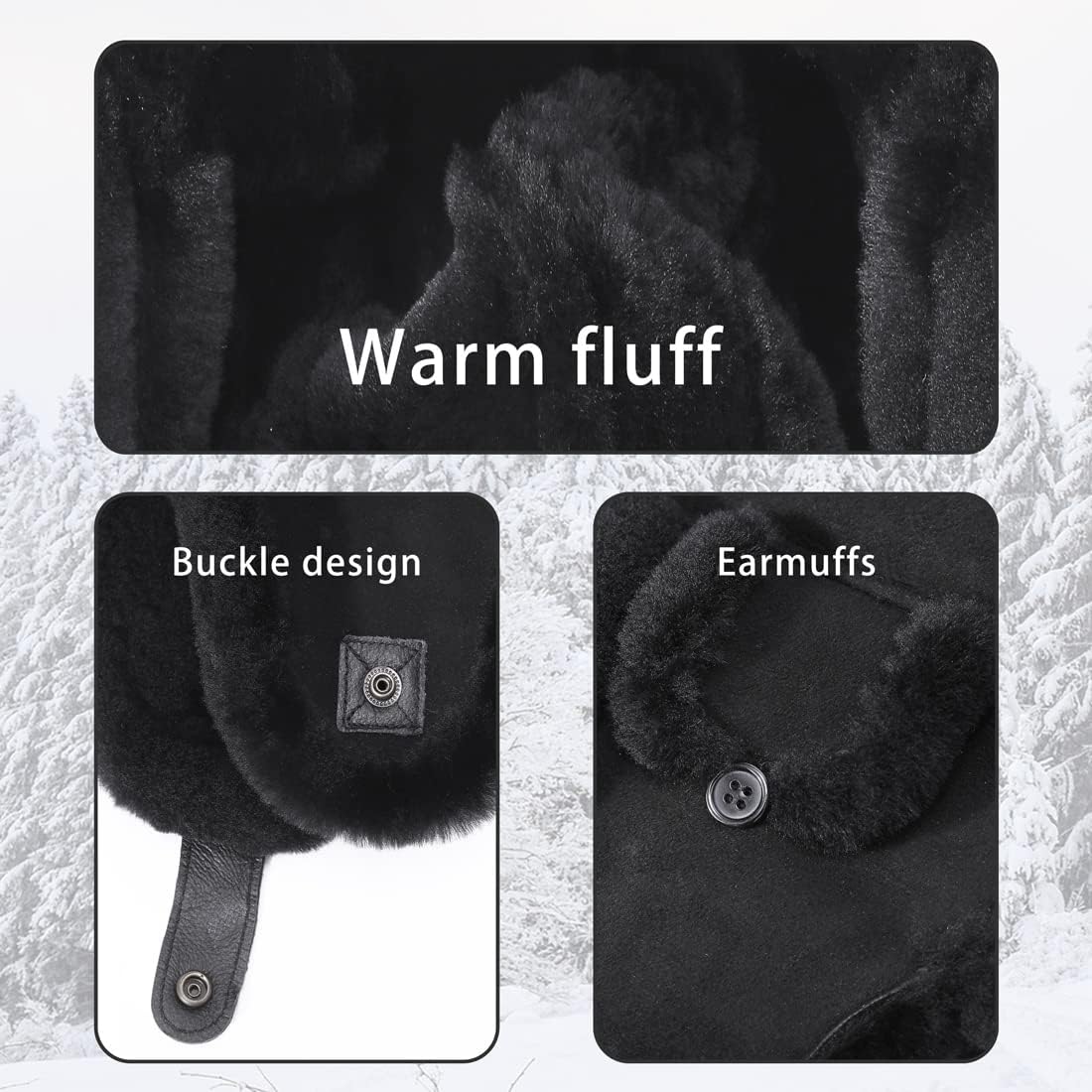Harssidanzar Aviator Hat for Men Women Genuine Sheepskin Shearling Leather Winter Warm Trapper Hat CU603US