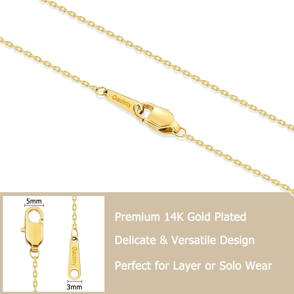Gacimy Chain Necklace for Women, 14K Gold Plated/Silver Tone Cable Chain for Women, 1.1/1.3mm Thin Dainty Necklace Chains 16-24 Inch