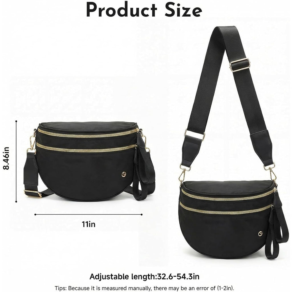 Spacious Crossbody Bag Nylon Bum Bag For Women Fanny Packs Handbags With Adjustable Straps