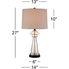 Dalia 27" Tall Table Lamps Set Of 2 Champagne Glass Country Traditional | Clear Cottage Bedroom Living Room House Bedside Nightstand Office Family Home Taupe Tapered Drum Shade