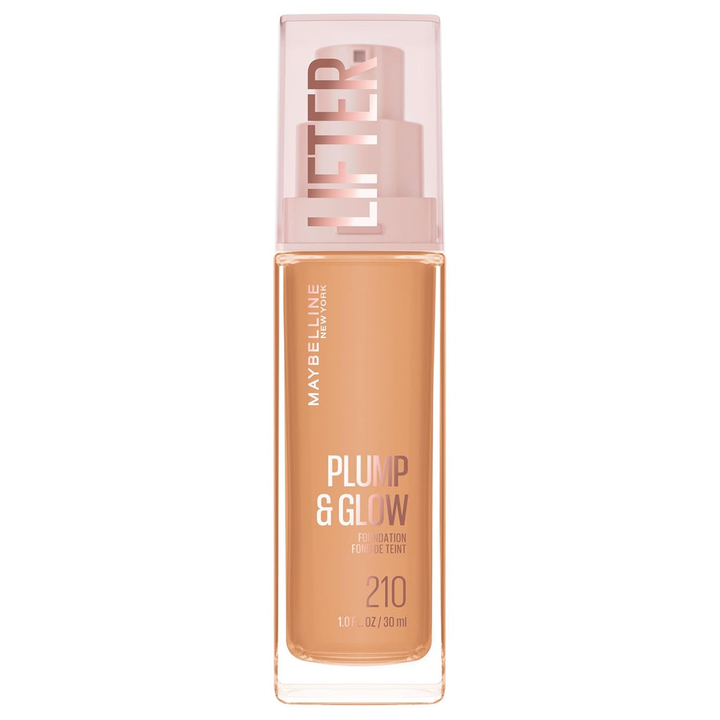 Maybelline Lifter Plump & Glow Foundation, Liquid Foundation With 2% Niacinamide + Hyaluronic Acid, Plumping And Brightening Face Makeup, 210, 1 Count