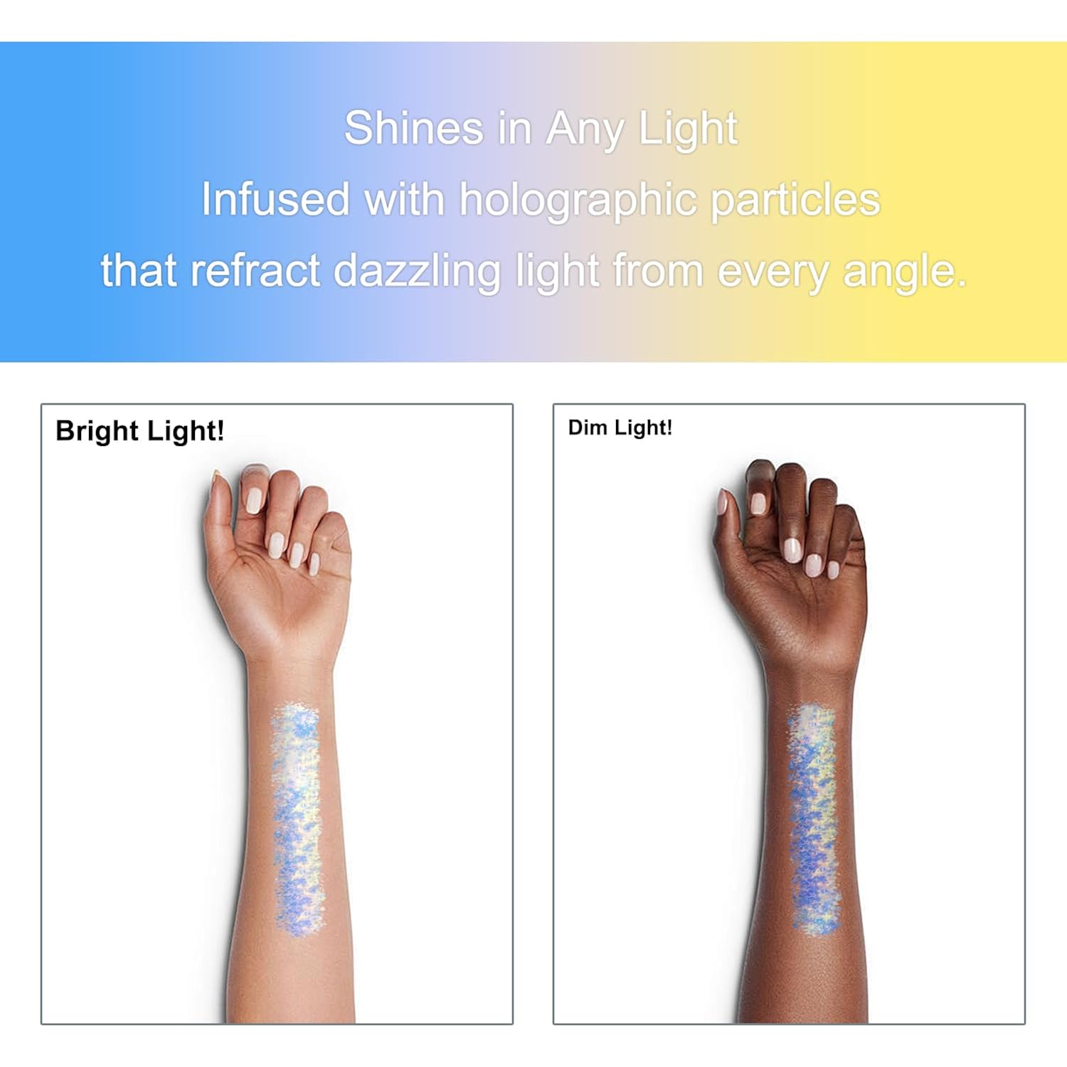 Roll-on Body Glitter Gel Holographic for Face and Hair,Body Glitter Gel Makeup for Kids Women,Body Shimmer Christmas Makeup for Rave Party.(Neon Gold)