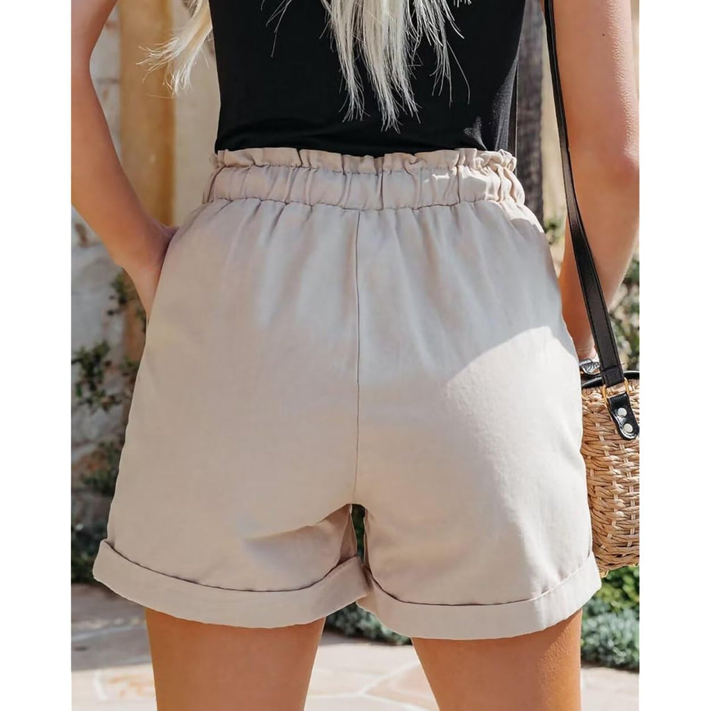 Womens Casual Shorts Summer Drawstring Elastic Waist Comfy Shorts with Pockets