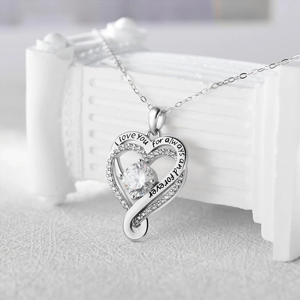 ziella Jewelry Forever Love Heart Necklaces for Wife,I Love You Necklace Valentine's Day Anniversary Birthday Jewerly Pendant Gifts for Women,