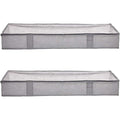 Amazon Basics Under Bed Storage Bags For Clothes And Blankets, Foldable Fabric Zipper Container With Clear Window And Reinforced Handles, Space Saving, 18 X 42 X 6 Inches, Gray, 2-Pack