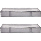 Amazon Basics Under Bed Storage Bags For Clothes And Blankets, Foldable Fabric Zipper Container With Clear Window And Reinforced Handles, Space Saving, 18 X 42 X 6 Inches, Gray, 2-Pack