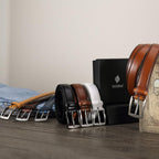 Mens Dress Belt - Genuine Leather Dress Belts For Men,Casual Suit Jeans Belt-Single Prong Buckle Black Belt