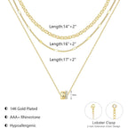 OGD Layered CZ Rondelle Pendant Necklaces for Women, 14K Gold Plated Trendy Mariner Chain Dainty Circle Rondelle Pendant Choker Necklace for Women Two-Toned Cubic Zirconia Gold Necklace