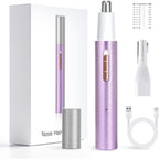 Ginity Ear and Nose Hair Trimmer for Women & Men, 2-in-1 Rechargeable Painless Facial & Eyebrow Hair Remover Tool, Electric Clipper with Dual-Edge Blades, Easy to Clean