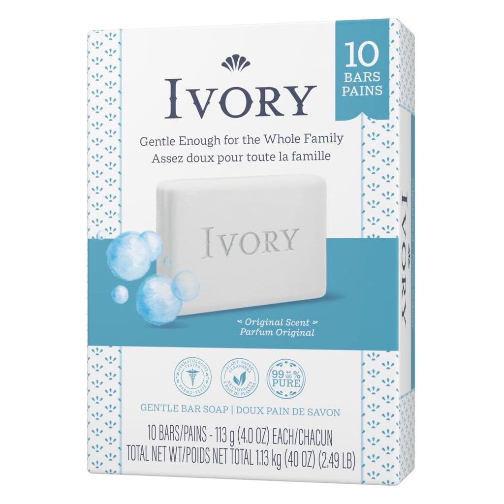 Ivory Clean Original Bar Soap, 4 Ounce, 10 Count (Pack Of 2) Total 20 Bars