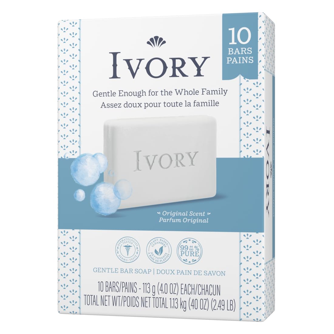Ivory Clean Original Bar Soap, 4 Ounce, 10 Count (Pack Of 2) Total 20 Bars