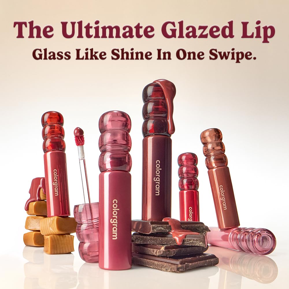 Colorgram Fruity Glass Tint Deep Glaze 03 Fig Compote I Korean Makeup Ultimate Sugar-Coated Glow And Non-Stickty Lightweight Finish I High-Shine Glossy I Korean Lip I Summer Make Up