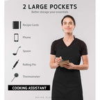 Syntus Apron For Men Women, Adjustable Cooking Kitchen Chef Aprons With 2 Pockets