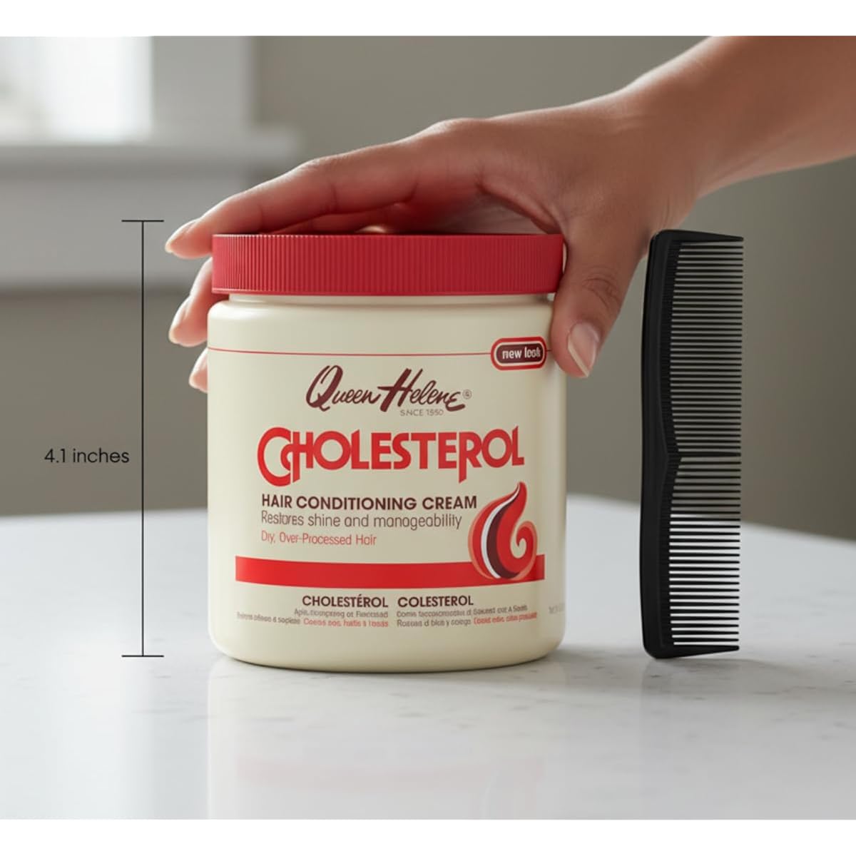 Queen Helene Cholesterol Hair Conditioning Cream – Deep Repair Treatment For Dry, Damaged & Chemically Treated Hair | Moisture-Restoring Mask | 15 Oz Jar | Deep Moisture