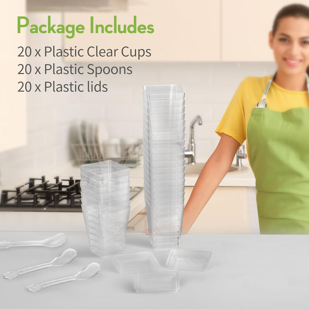 5 oz 60Pcs Plastic Dessert Cups With Lids and Spoons, Yogurt Parfait Appetizer Cups for Party, Mini Dessert Shooters for Pudding and Fruit