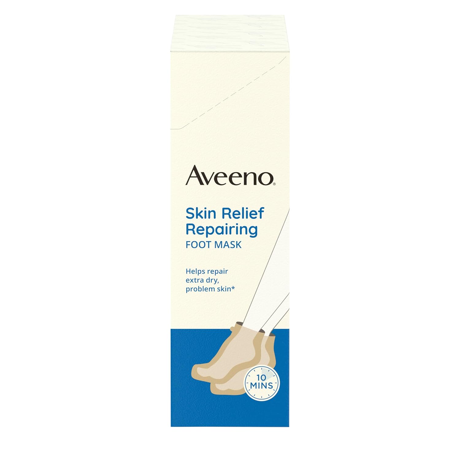 Aveeno Skin Relief Repairing Foot Mask, Moisturizing Socks with Prebiotic Oat & Shea Butter for Very Dry Skin, Foot Care for Sensitive Skin, Fragrance-Free, Value Pack, 6 Pairs of Single-Use Slippers
