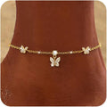 Anklets for Women Waterproof 14K Gold Plated Cz Beach Ankle Bracelets Dainty Summer Butterfly Clover Heart Bow Anklet Non Tarnish Layered Beach Jewelry Accessories for Women Trendy