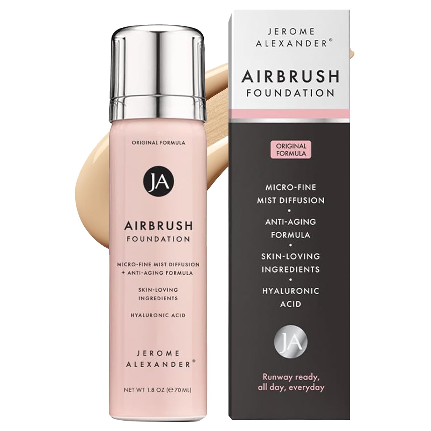 Jerome Alexander MagicMinerals AirBrush Foundation - Long Lasting Full Coverage Foundation Makeup with Anti Aging - Sweat‑Resistant Breathable Microfine Mist for Natural Finish - Light Medium