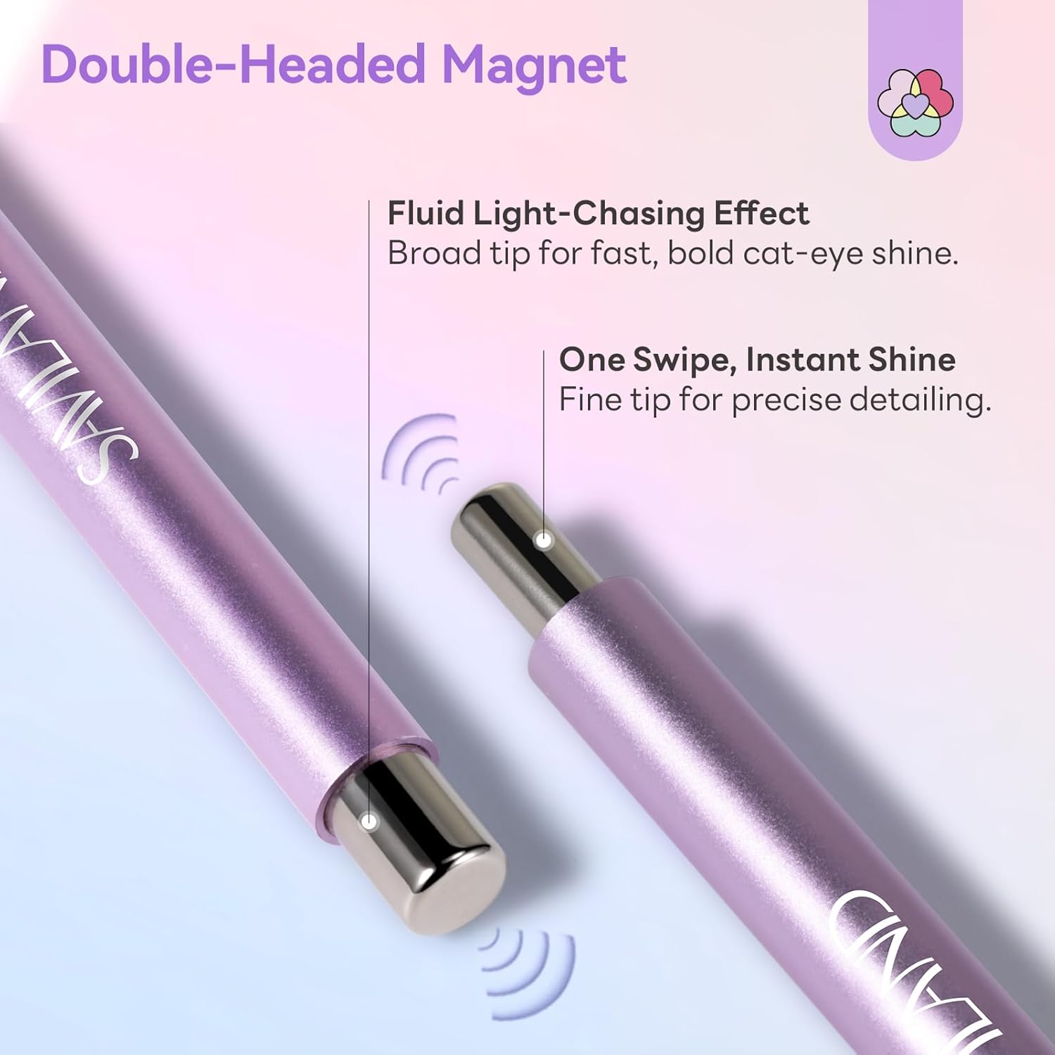 SAVILAND Essentials Cat Eye Magnetic for Nails: Pink Double-Head Nail Magnet Sturdy Cat Eye Magnet for Nails with Round Magnetic Bead Multifunctional Magnet for Cat Eye Gel Polish DIY Home Salon