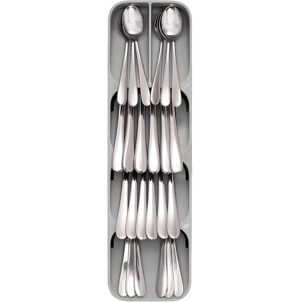 Joseph Joseph Drawerstore Compact Utensil Organizer For Kitchen Drawer Silverware, Flatware Tray, Small, Grey