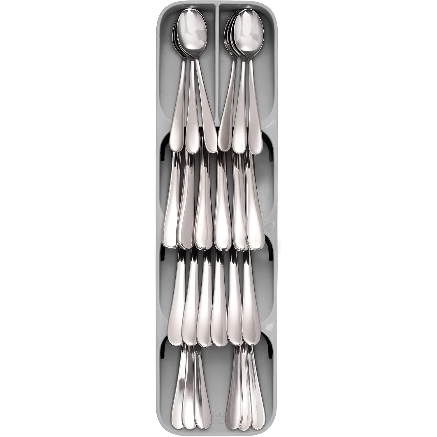 Joseph Joseph Drawerstore Compact Utensil Organizer For Kitchen Drawer Silverware, Flatware Tray, Small, Grey