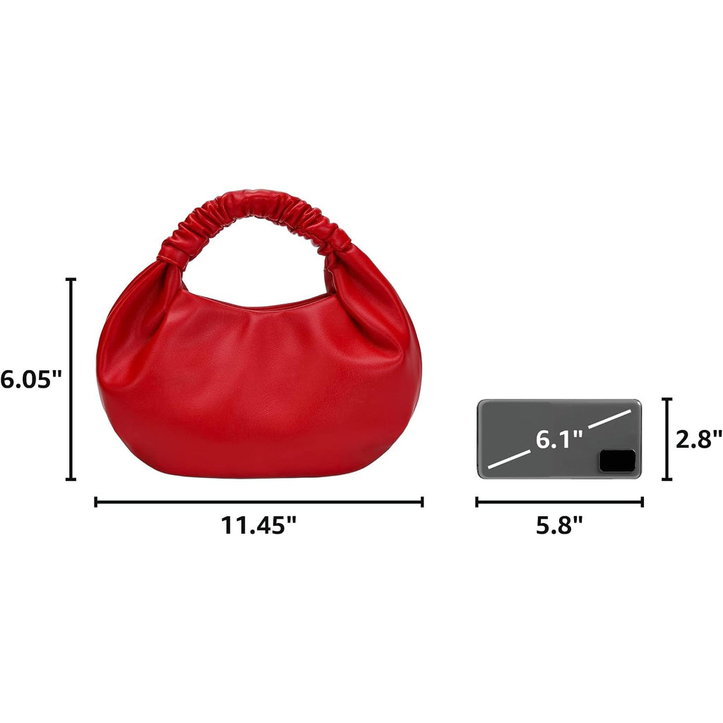 Small Purses Hobo Bags For Women Faux Leather Ruched Top Handle Bag | Pleated Handbags Soft Purse Mini Hobo Bag Daily Casual