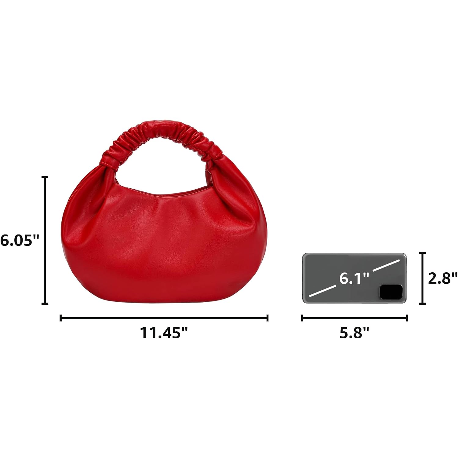 Small Purses Hobo Bags For Women Faux Leather Ruched Top Handle Bag | Pleated Handbags Soft Purse Mini Hobo Bag Daily Casual