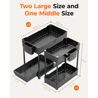 Sevenblue 3 Pack Under Sink Organizers,2-Tier Multi-Use Kitchen and Bathroom Organizers and Storage with Sliding Drawers,Bathroom Cabinet Organizer (Black,12.8 Inch)
