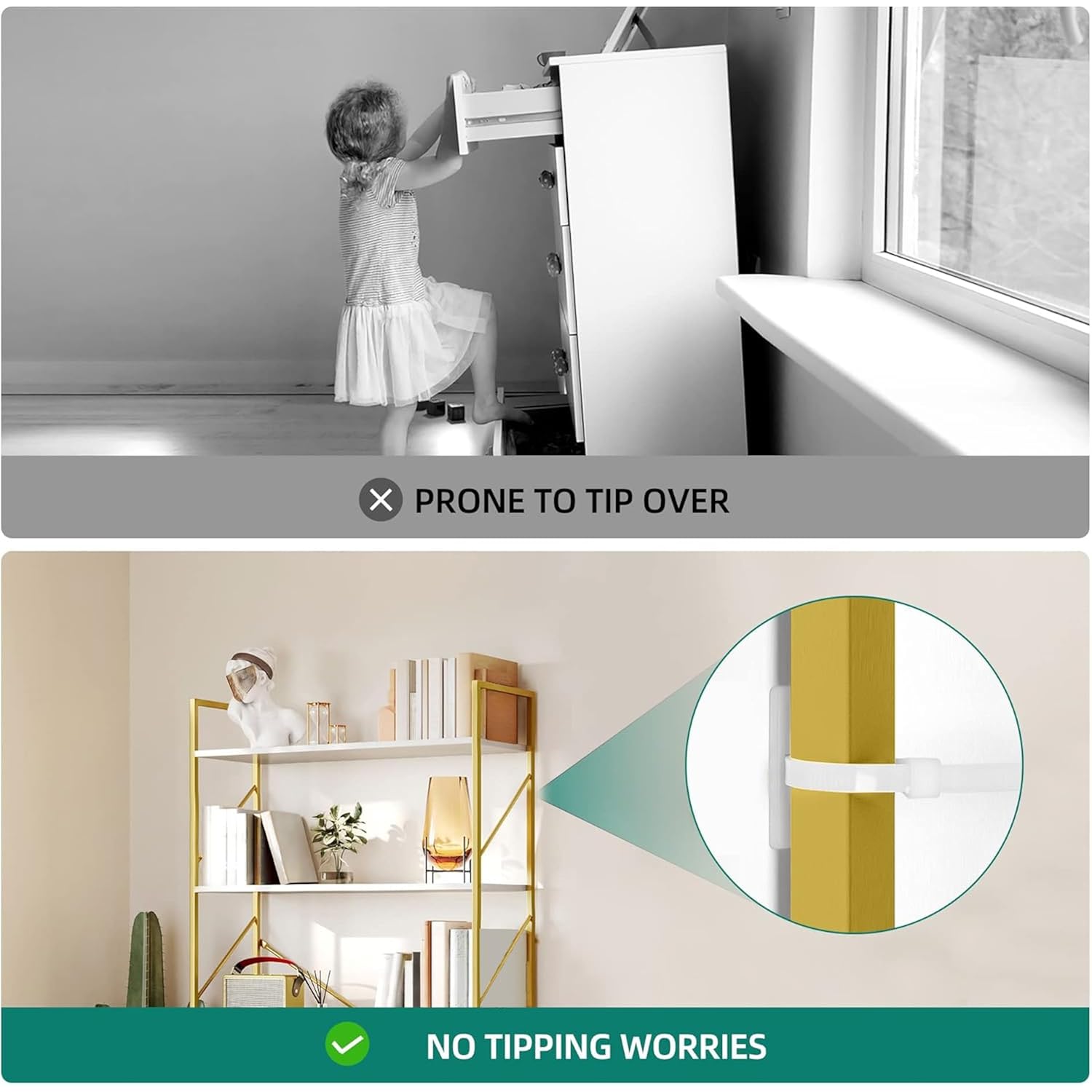 Yitahome 5 Tiers Gold Bookshelf | Modern Wide Bookcase, Large Book Rack, Storage Rack Shelves In Bedroom/Living Room/Home/Office, Books Holder Organizer
