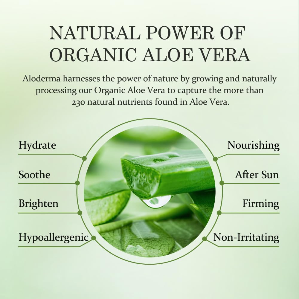 Aloderma Aloe Vera Gel Made Within 12 Hours Of Harvest With 99% Pure Organic Aloe Vera, Naturally Hydrating For Soothing Skincare, Moisturizing Aloe Gel For Skin, Face, Sensitive Skin - 4.02Oz
