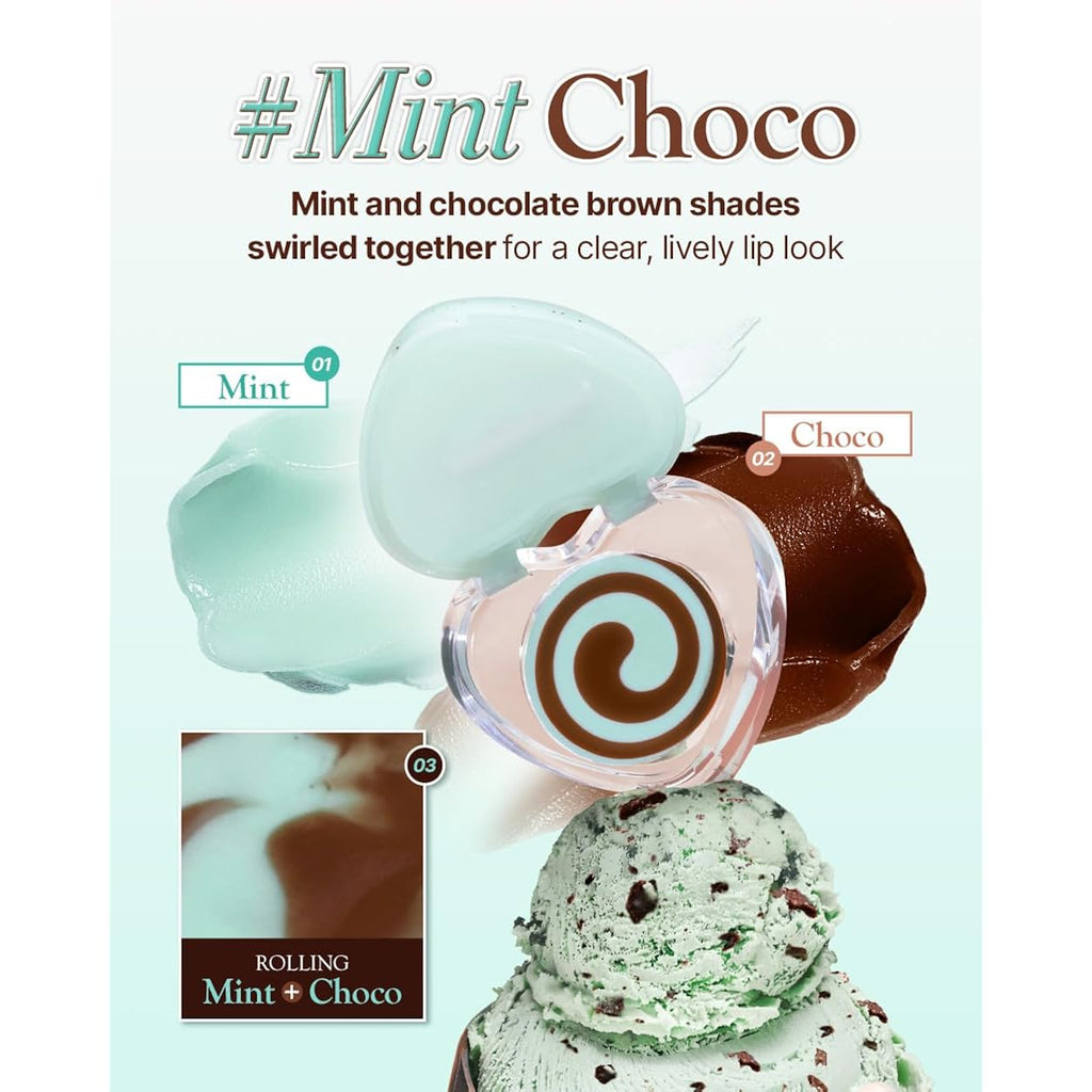 Dasique Candy Rolling Pot #Mint Choco | Lip & Cheek Gloss Balm | Lip & Cheek Balm | Sheer Glossy Finish | Moisturizing Balm Texture | Buildable Color | Korean Makeup | Vegan