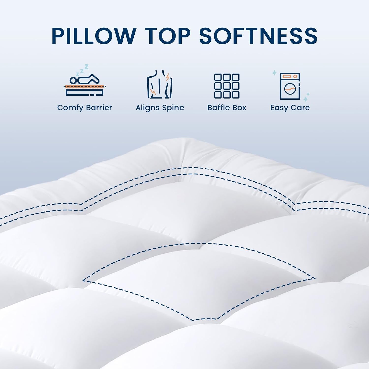 Mattress Pad Extra Thick, Cooling, And Breathable Full Size Mattress Topper 8-21" Deep Pocket Soft Down Alternative Fill