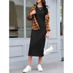 Wenrine Women'S Short Sleeve T-Shirt Dress Summer Crew Neck Basic Solid Casual Long Midi Dresses