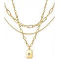 YEEZII Layered Gold Necklaces for Women Trendy, 3 Pcs 14K Gold Plated Choker Paperclip Box Chain Necklace, Stackable Women's Gold Pendant Necklaces Jewelry Set