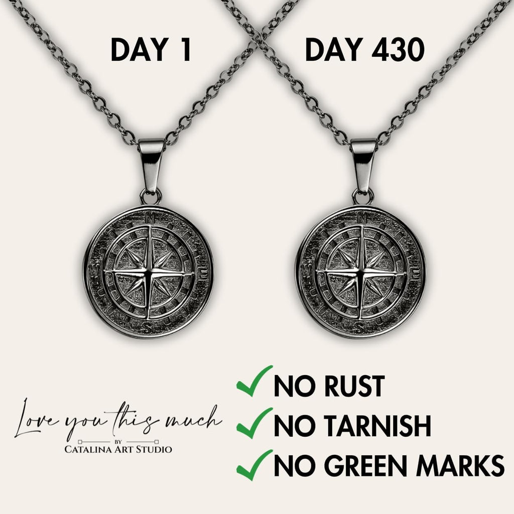 Love You This Much Compass Necklace - Graduate Gift for Him, Best Graduation Gift