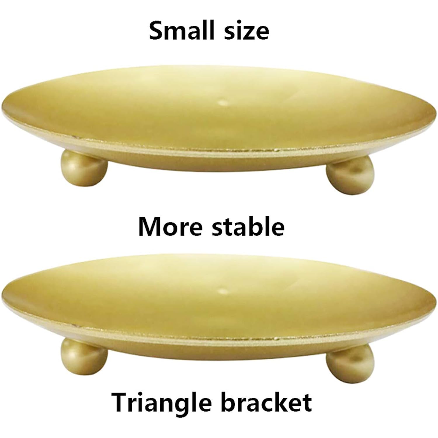 YYaaloa 2 Pack Gold Decorative Iron Plate Candle Holder 4.33'' Candle Stand Candle Plate for LED & Wax Candles, Incense Cones, Spa, Weddings (Gold-2 Pack)