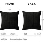 MIULEE Black Decorative Throw Pillow Covers 18x18 Inch for Couch Bed Sofa Pack of 2 Boho Farmhouse Throw Pillows Soft Cross Corduroy Patchwork Textured Cushion Cases