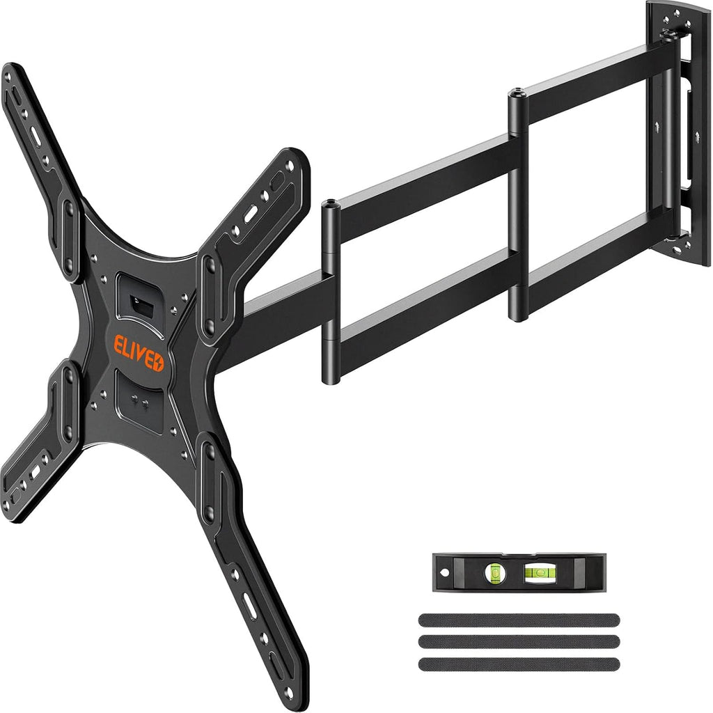 Elived Long Arm Tv Wall Mount For Most 26-65 Inch Tvs, 37.4 Inch Long Extension Tv Mount Swivel And Tilt, Max Vesa 400X400Mm, Full Motion Wall Mount Tv Bracket Holds Up To 77 Lbs.