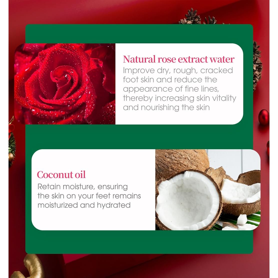 MOND'SUB Christmas Hand and Foot Mask,Moisturizing & Repairing,Self Care Gifts for Women,Spa Kit, Stocking Stuffers, 2 Gloves & 2 Socks,Rose & Tea Tree