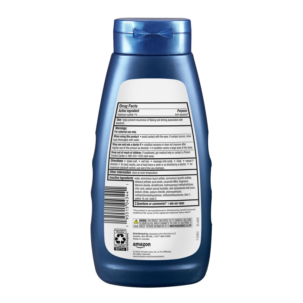 Amazon Basics Moisturizing Anti-Dandruff Shampoo, Maximum Strength with 1% Selenium Sulfide, 11 Fl Oz, Pack of 1