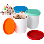 Ice Cream Containers For Homemade (4 Pack - 1 Quart Each), Reusable Pp Plastic Ice Cream Storage Containers For Freezer, Leak-Free Ice Cream Containers With Silicone Lids
