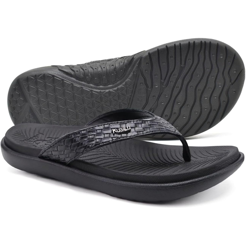 Kuailu Womens Flip Flops Ladies Yoga Mat Comfortable Walking Thong Sandals With Plantar Fasciitis Arch Support Slip On Indoor Outdoor For Summer