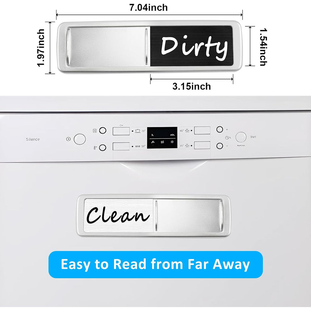 Dishwasher Magnet Clean Dirty Sign, Slide Strong Clean And Dirty Magnet Indicator For Dishwasher, Non-Scratch, Easy To Read, Self-Adhesive Stickers For Non-Magnetic Dishwasher, Refrigerator