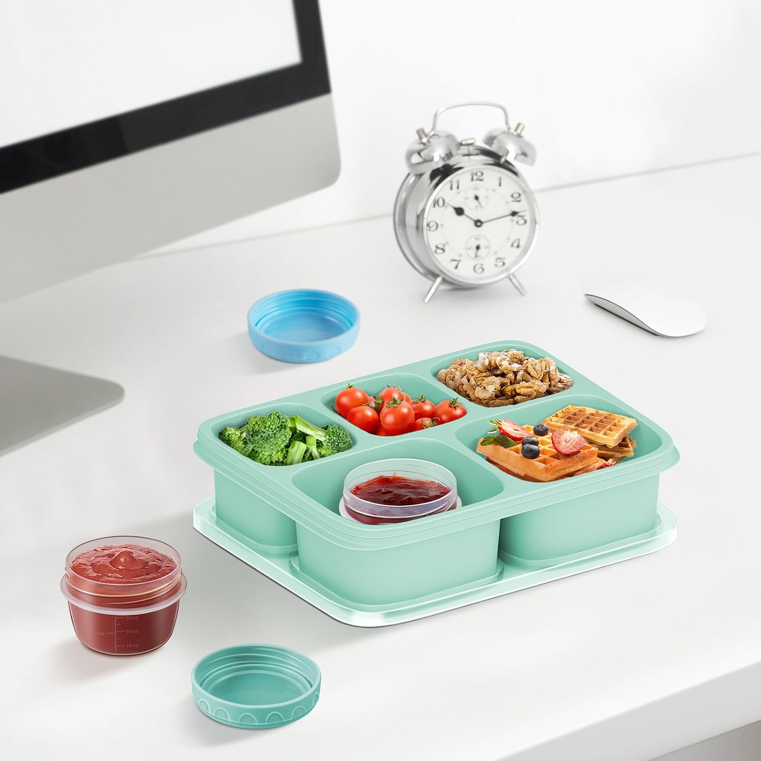 Salad Dressing Container To Go With Lids Dishwasher And Microwave Safe | Tiny Condiment Containers With Graduated Lines, Reusable Leakproof Small Sauce Containers For Lunch Box 6 Pcs 2.7 Oz Mixed 1