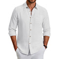 Coofandy Men'S Long Sleeve Button Down Shirt Casual Untucked Shirts Summer Beach Wedding Linen Textured Shirts