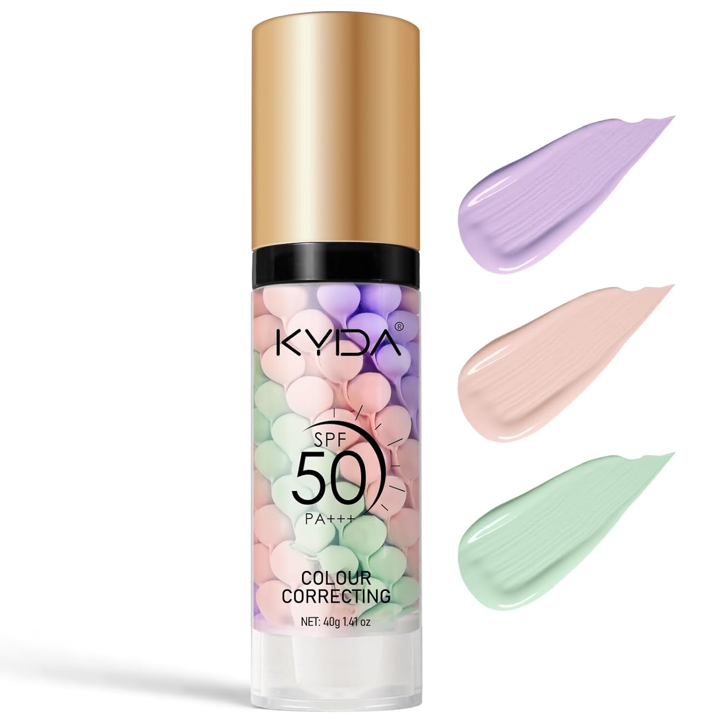 KYDA 3 In 1 Primer for Face Before Makeup,One Step Color Correcting Primer,SPF 50 PA+++ Color Correcting Serum, Moisturizing Makeup Sunscreen Primer, Oil Control Skin Corrector