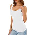 GKBK Womens Tank Tops Scoop Neck Sleeveless Ribbed Tank Summer Basic Thick Strap Slim Fitted Racerback Tops