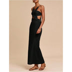 Shenhe Women'S Petal Backless Linen Maxi Dress Keyhole Cut Out Vacation Zipper Summer Dresses