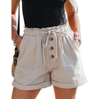 Womens Casual Shorts Summer Drawstring Elastic Waist Comfy Shorts with Pockets