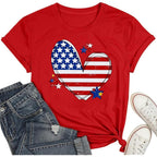 4th of July Shirts Women American Flag Patriotic T-Shirts USA Star Stripes Graphic Tee Tops